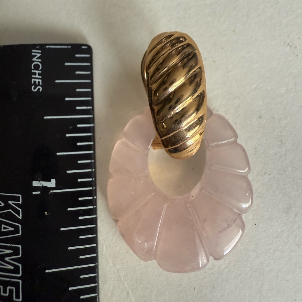 Gold and Pink Rose Quartz Convertible Earrings - Picture 4 of 11